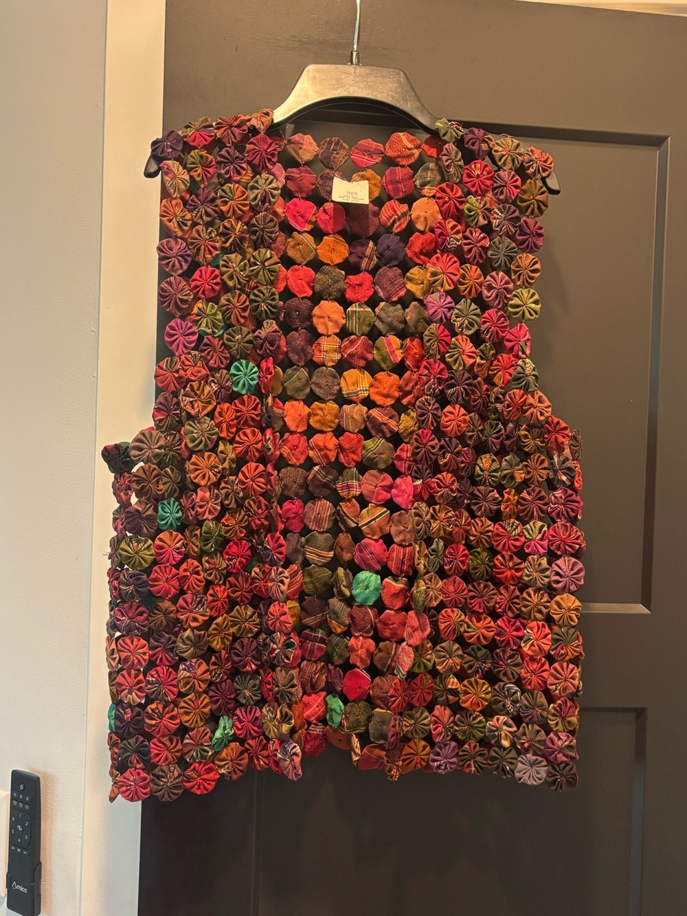 Vintage Handmade Thailand Silk Yo-Yo Vest Multicolored YO YO patchwork boho y2k